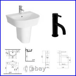 Bathroom Basin Sink Single Tap Hole Semi Pedestal Wall Hung Modern White Curved