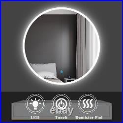 Bathroom Round Led Mirror Sensitive Smart Single Touch Demister Pad Wall Mounted
