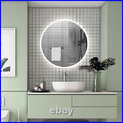 Bathroom Round Led Mirror Sensitive Smart Single Touch Demister Pad Wall Mounted