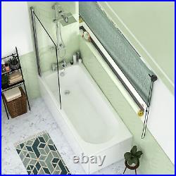 Bathroom Single Ended Bath tub Straight Acrylic Gloss White Square Screen Modern