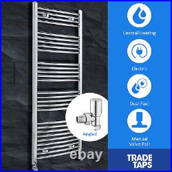 Curved Chrome Towel Rail Heated Ladder Modern Bathroom Radiator Rad 6 Sizes