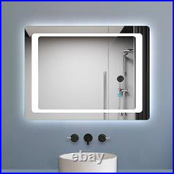 Frameless LED Bathroom Mirror with Demister Pad Touch Sensor Cool White Light