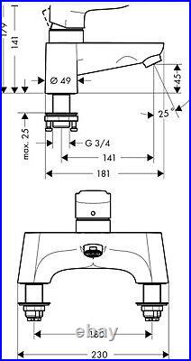 Hansgrohe Metris Single Lever Low Pressure Bath Filler Deck Mounted 31423000