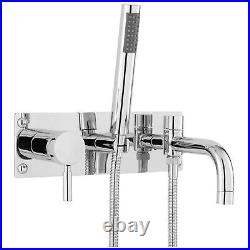 Hudson Reed Tec Single Lever 2-Hole Bath Shower Mixer Tap Wall Mounted Chrome
