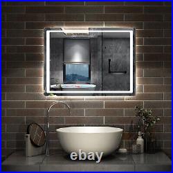 Illuminated Bathroom Mirror with Demister Over Bathroom Sink White LED Light