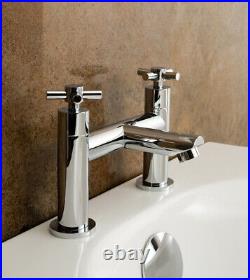 Indigo Freestanding Bath Filler Mixer Pipe Legs Chrome Bathroom Solid Brass Tap