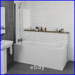 Modern Bathroom 1500mm Single Ended Straight Bath Round Acrylic White Bathtub