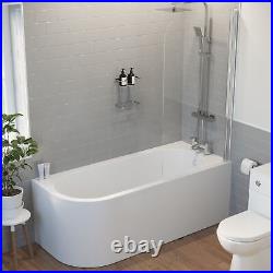 Modern Bathroom 1700 J Shape Right Hand Bath Front Panel Corner Bathtub Acrylic