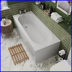 Modern Bathroom 1800mm Single Ended Straight Round Bath Acrylic White Bathtub