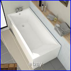 Modern Bathroom Cesar Single Ended Acrylic Straight Bath MDF Gloss White Panel