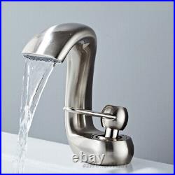 Modern One Handle Bathroom Basin Sink Monobloc Mixer Taps Brass Waterfall Faucet