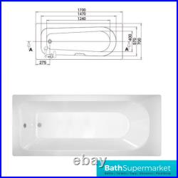 Modern Single Ended Bath Tub Round White Acrylic Bath Bathroom Various Sizes