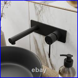 Modern Wall Mounted Basin Mixer Tap Single Lever Matt Black Bathroom Sink Curved
