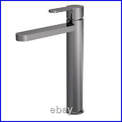 Nuie Arvan Tall Mono Basin Mixer Tap Brushed Gunmetal Single Lever Modern Faucet