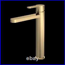 Nuie Bathroom Arvan Brush Brass Single Lever High Rise Mono Basin Sink Mixer Tap