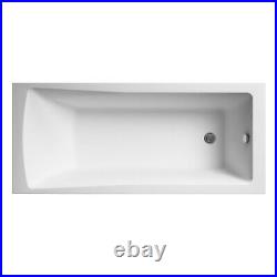 Nuie Linton Single Ended Rectangular Bath Tub White Acrylic Modern Bathroom