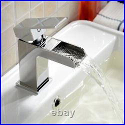 Ozone Square Waterfall Bathroom Tap Set Basin Mono & Bath Filler Shower Mixer