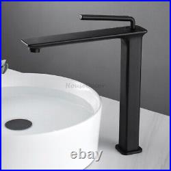 Slim Square Bathroom Sink Taps Single Lever Counter Top Basin Faucet Mixer NEW