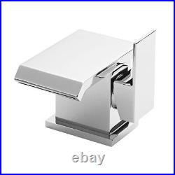 Square Freestanding Bath Shower Mixer Tap & Basin Tap Modern Chrome Luxury Style