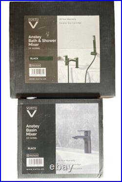 VURTU Anstey Bath & Shower Mixer WITH Anstey Basin Mixer Complete Kit BLACK