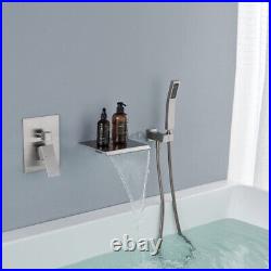 Wall Mounted Bath Side Concealed Bathtub Faucet Waterfall Hand Shower Mixer Tap